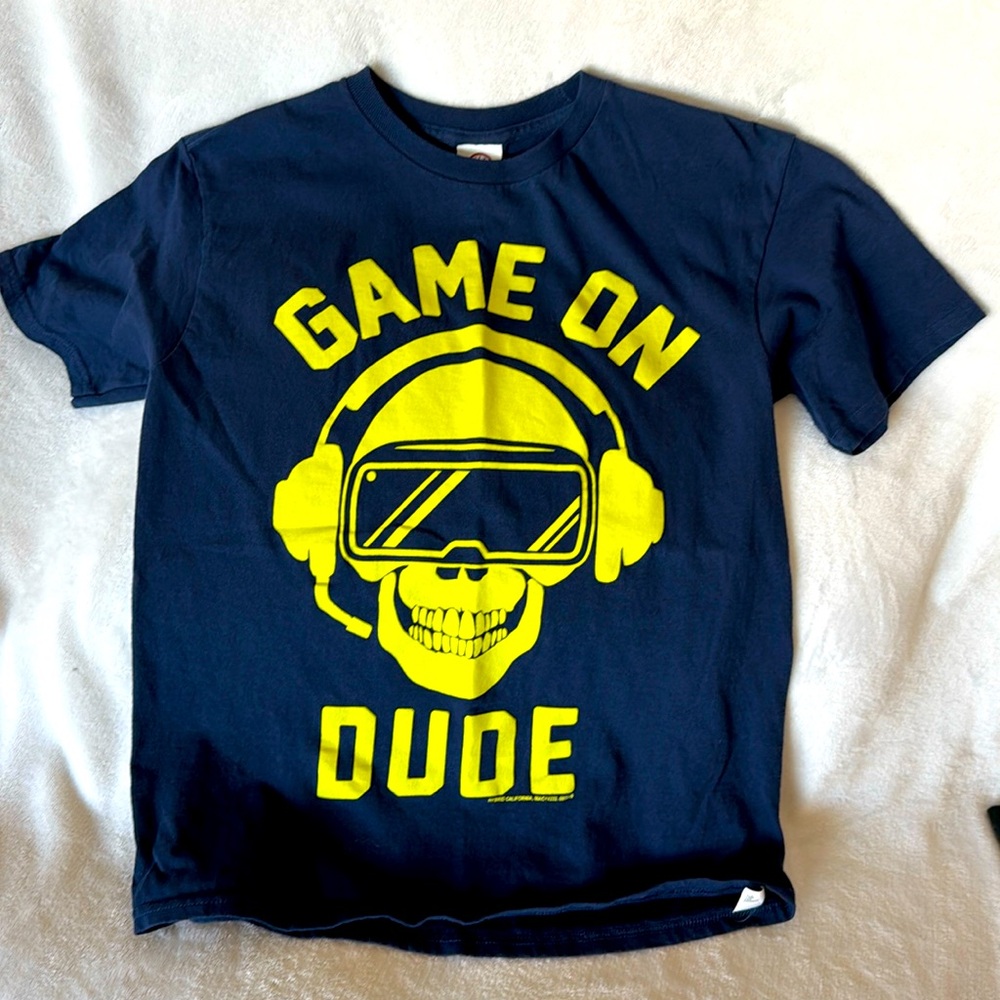 Boys Blue Skeleton Gaming Shirt